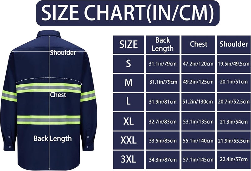 Ousafeve Class 3 Hi Vis Button Up Safety Work Shirts for Men Reflective - Image 4